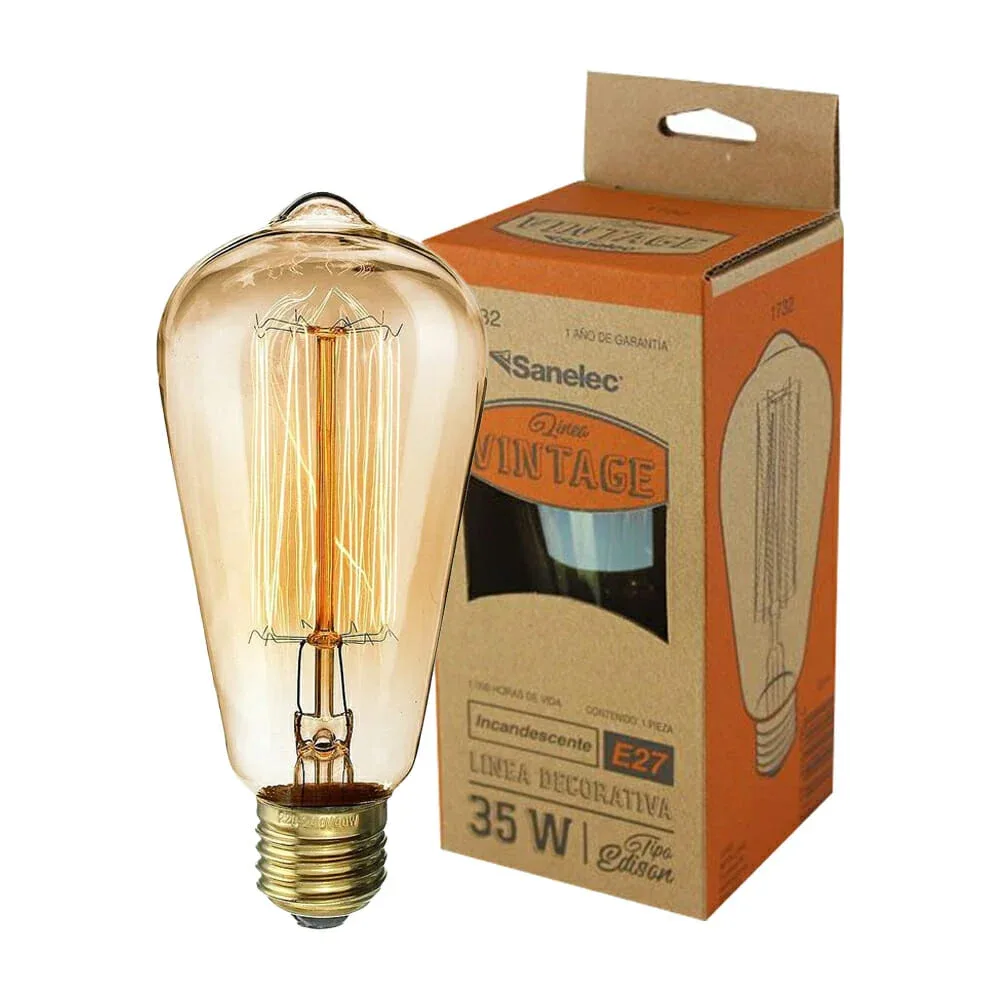 Foco incandescente sanelec decorativo tipo vintage con consumo de 35 watts / 0922