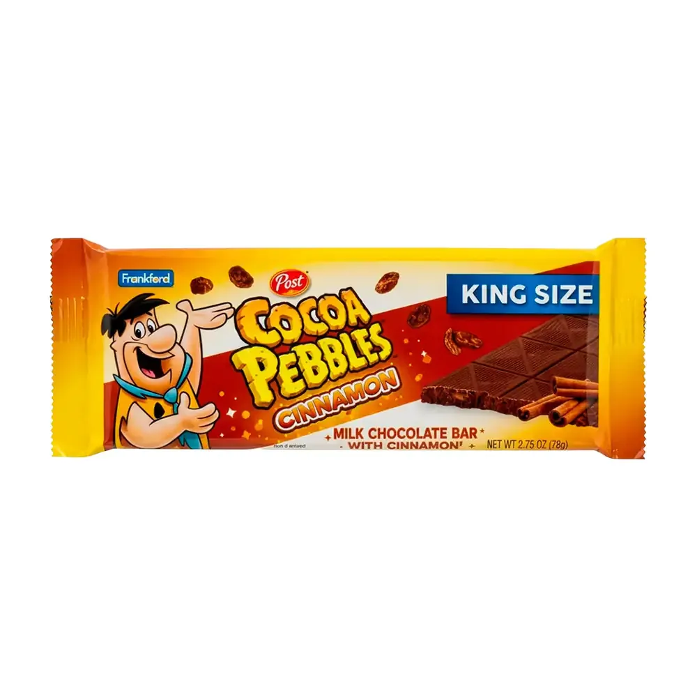 1pza barra de chocolate cocoa pebbles relleno de arroz inflado sabor rol de canela, 78g / 113345