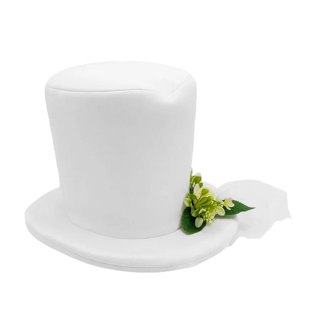 1pza Sombrero grande para fiesta con temática de novia con velo y flores