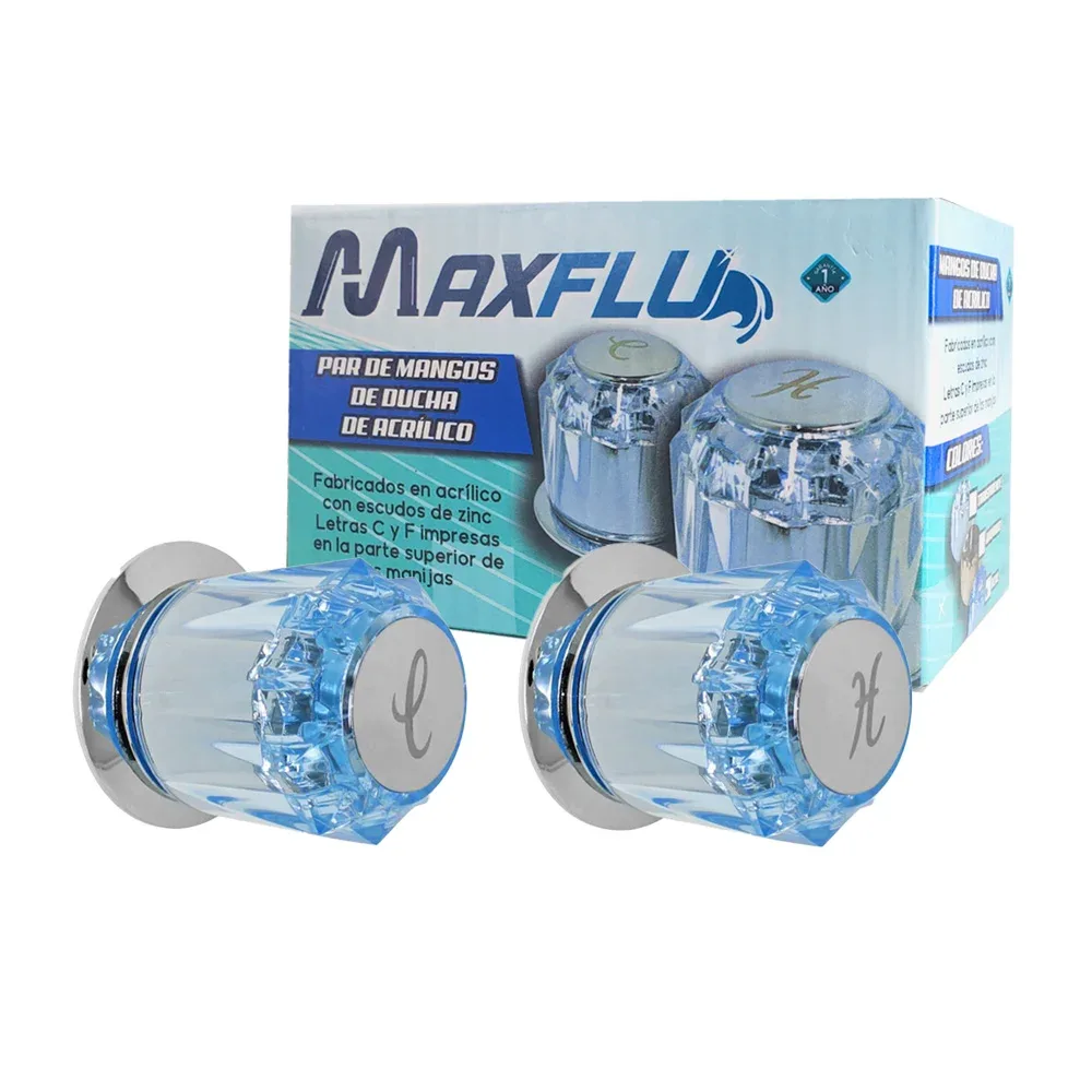 Par repuestos manijas de acrílico color azul para llave de ducha / maxflu