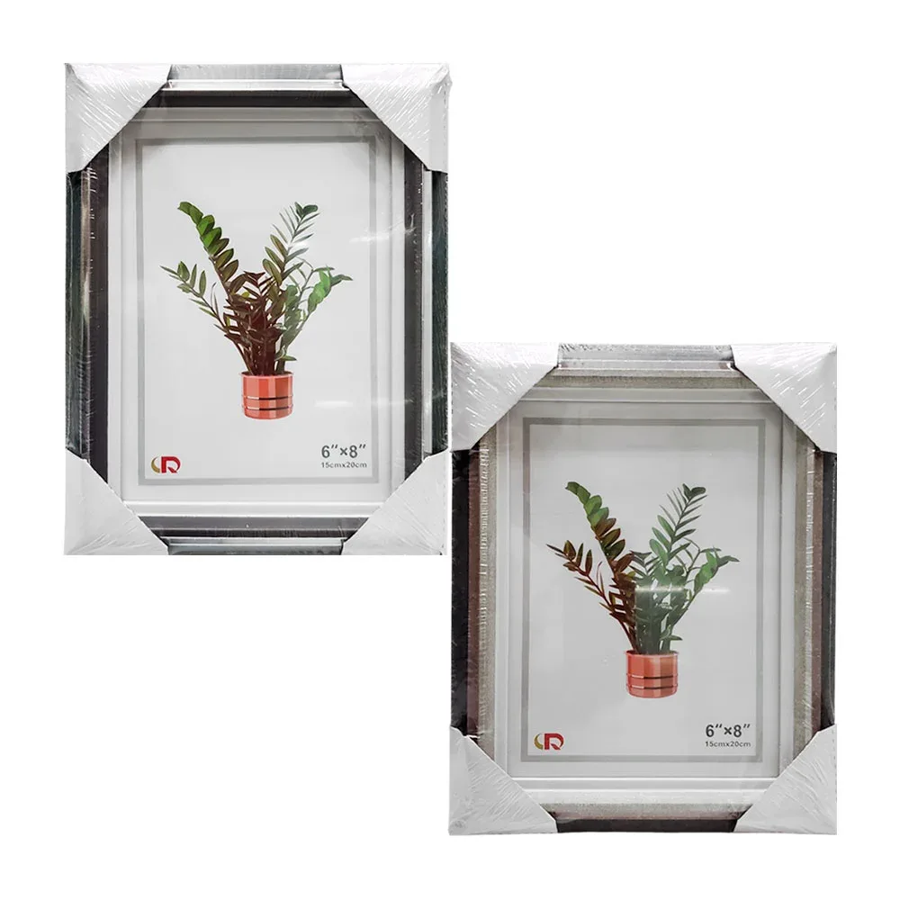 Portarretrato 15x20cm, diseño elegante, efecto 3d, con borde central color plata