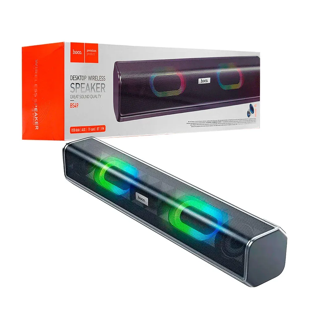 Bocina barra de sonido rectangular bluetooth hoco rgb con multi ranuras