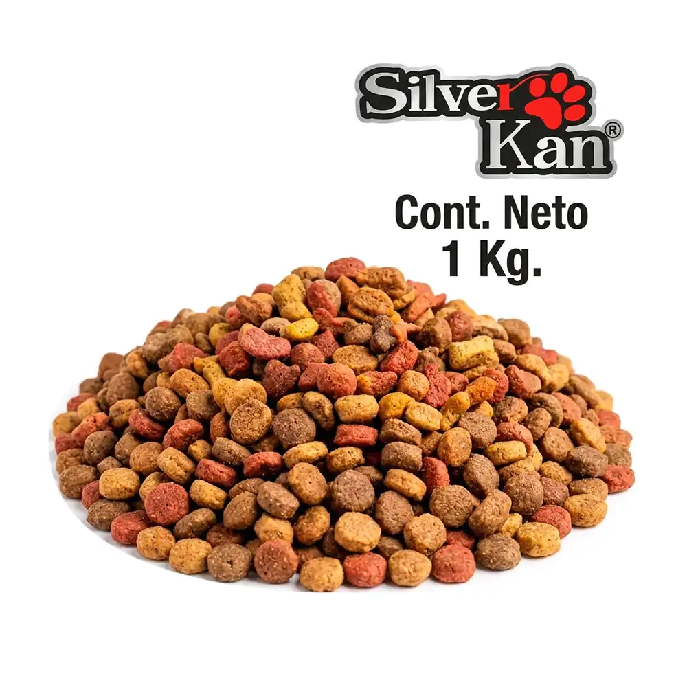 1 kilo de croquetas silver kan para perros adultos de todo tipo de razas, alimento balanceado