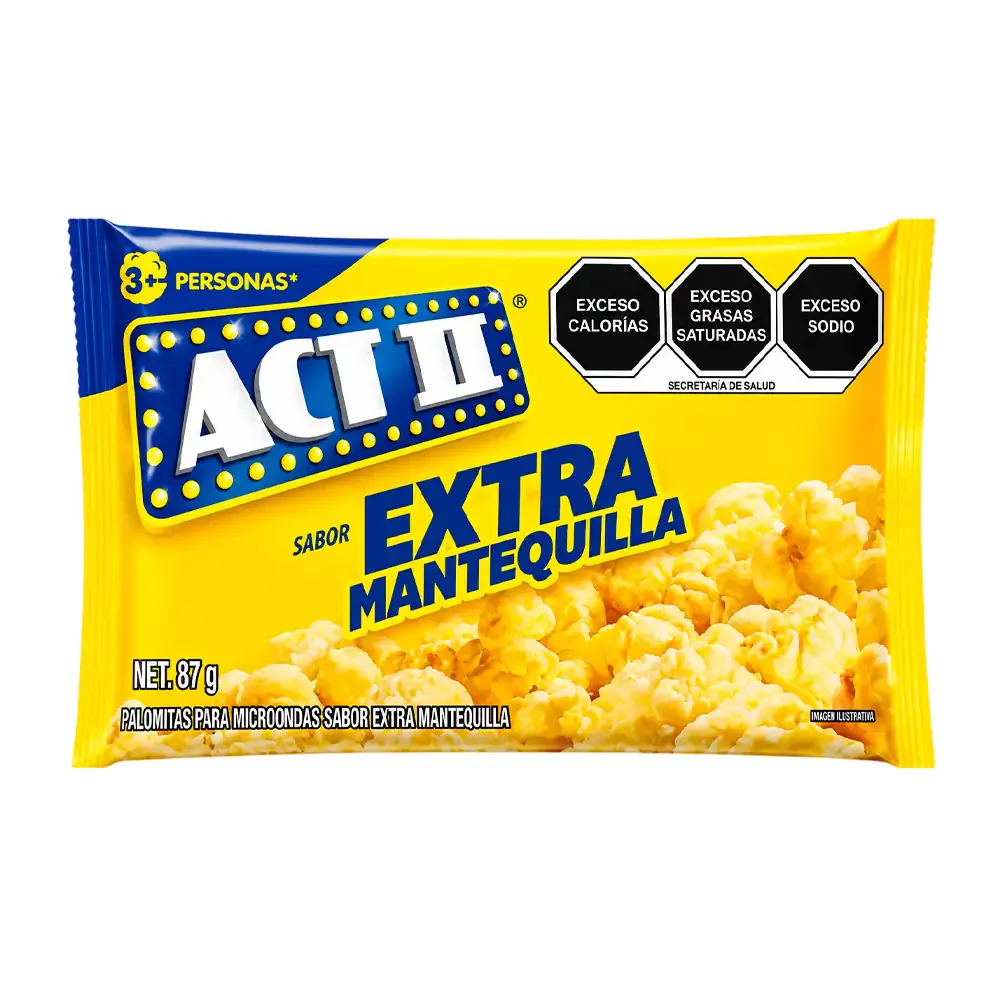 1pz paquete de palomitas ACT ll sabor extra mantequilla, 87g / 560534