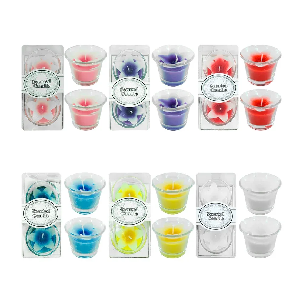 Paquete con 2 mini velas aromáticas en forma de flor, variedad de aromas / 11170