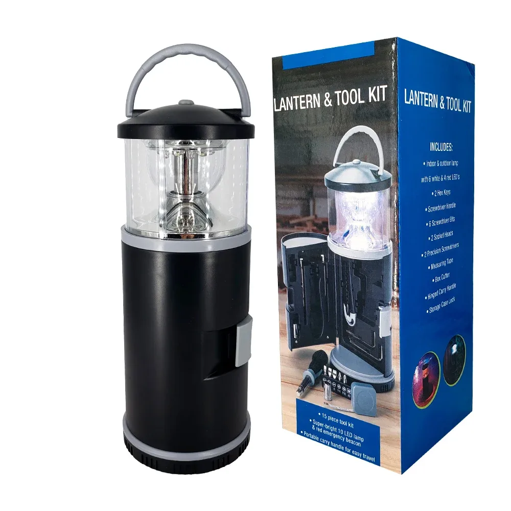 Lámpara de emergencia con kit de desarmadores integrado, 17 pzas / lantern & tool kit / t216-148pt