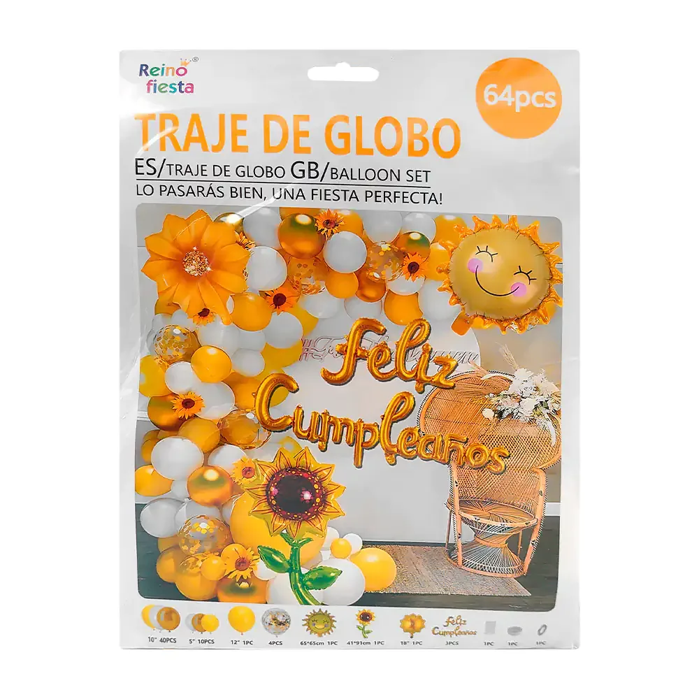 Kit decorativo reino fiesta de 64 piezas con temática de fiesta de primavera
