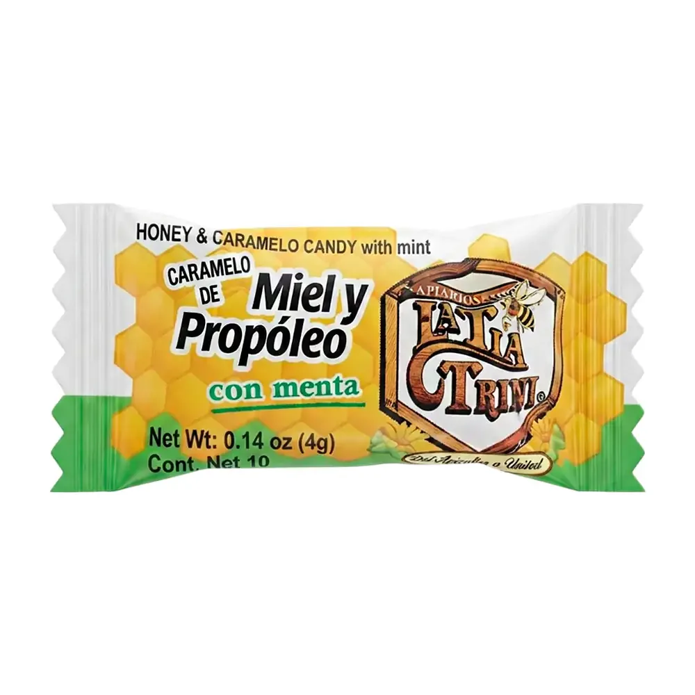 1pz Caramelo la tía trini de miel y propélo con menta para el dolor de garganta, 4g / 300491