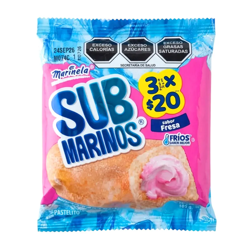 Submarinos marinela relleno sabor fresa 105g / 153374