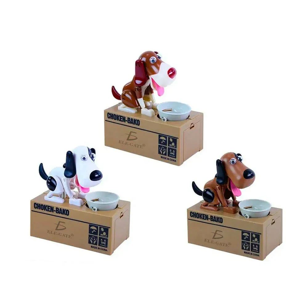 Alcancía simulación de perro comiendo, variedad de diseños / jug.8801