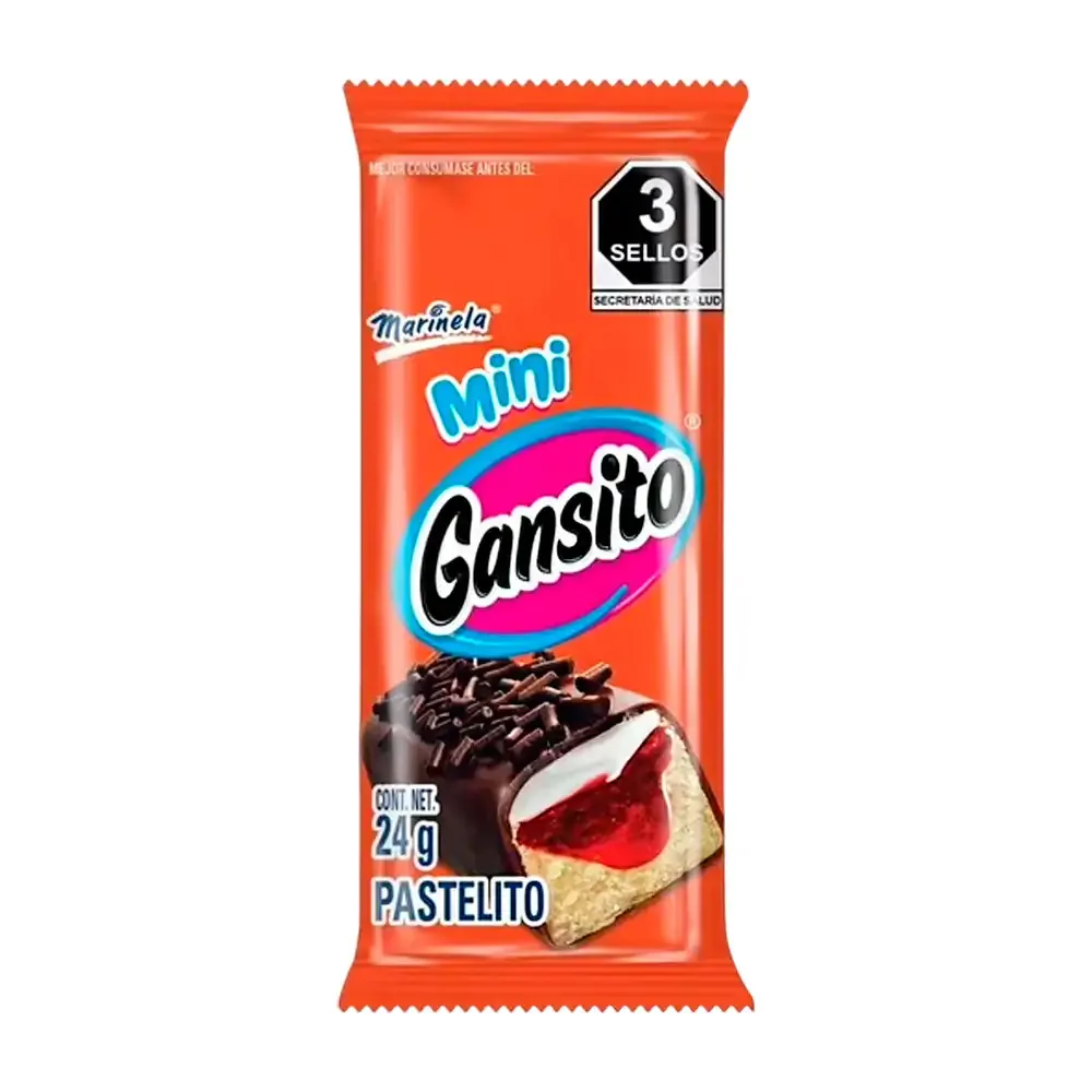 1pza mini gansito marinela con relleno cremoso, 24g / mini.gan