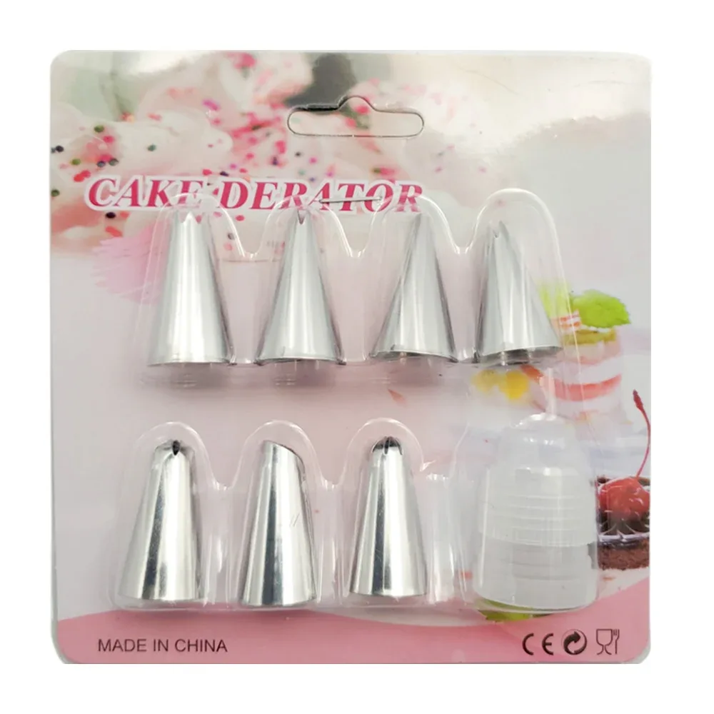 Blíster de 7 duyas - boquillas metálicas para decorar pasteles, de diferentes formas / cake derator / a7150