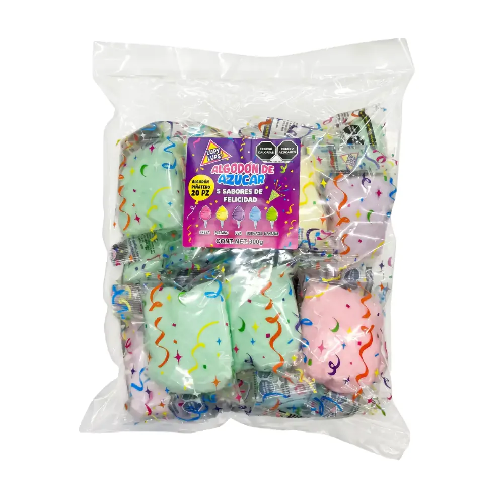 Bolsa con 20pzas de algodón de azúcar, variedad de sabores 300g / 370441