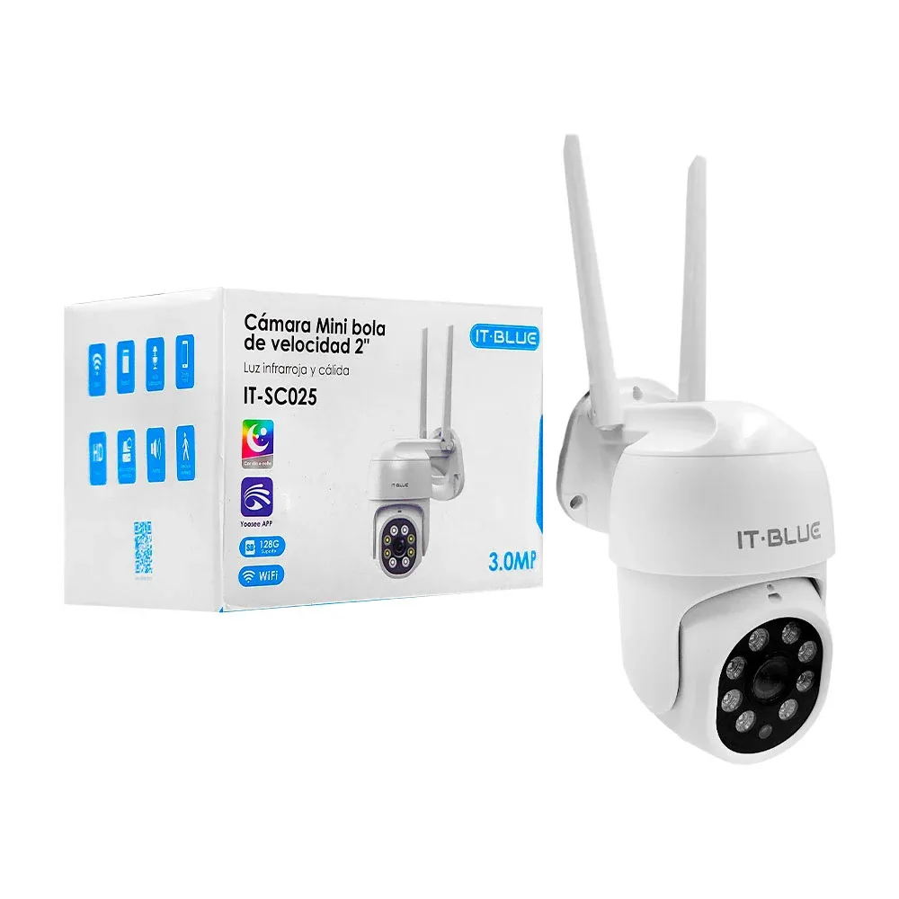 Cámara de seguridad 3.0mp, luz calida, infrarojo, detector de movimiento