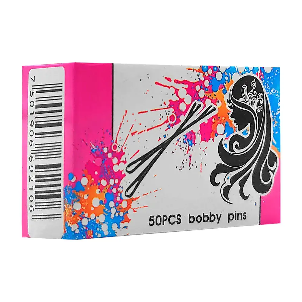 Caja con 50 pasadores con punta de goma para el cabello / babby pins