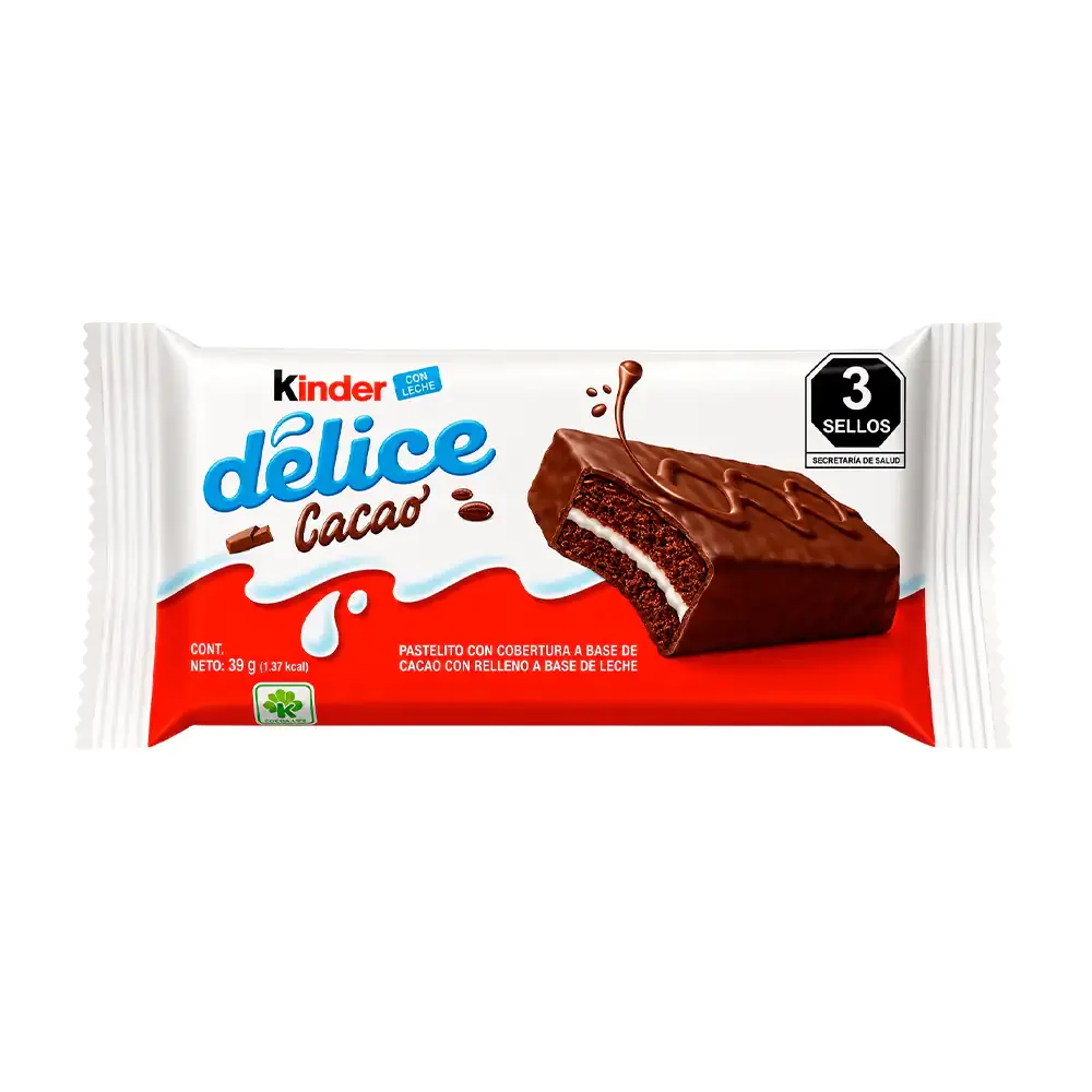 1pz kinder delice cacao con relleno cremoso, 30g / 267035