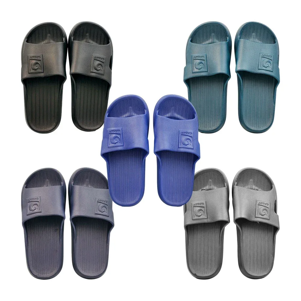 Par de sandalias tipo chanclas de metedera con textura y logo sport, variedad