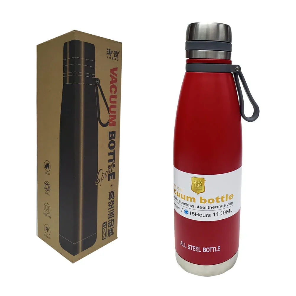Termo yubao all steel bottle liso de acero inoxidable con infusor y capacidad de 1100ml, variedad de colores / yb-4065