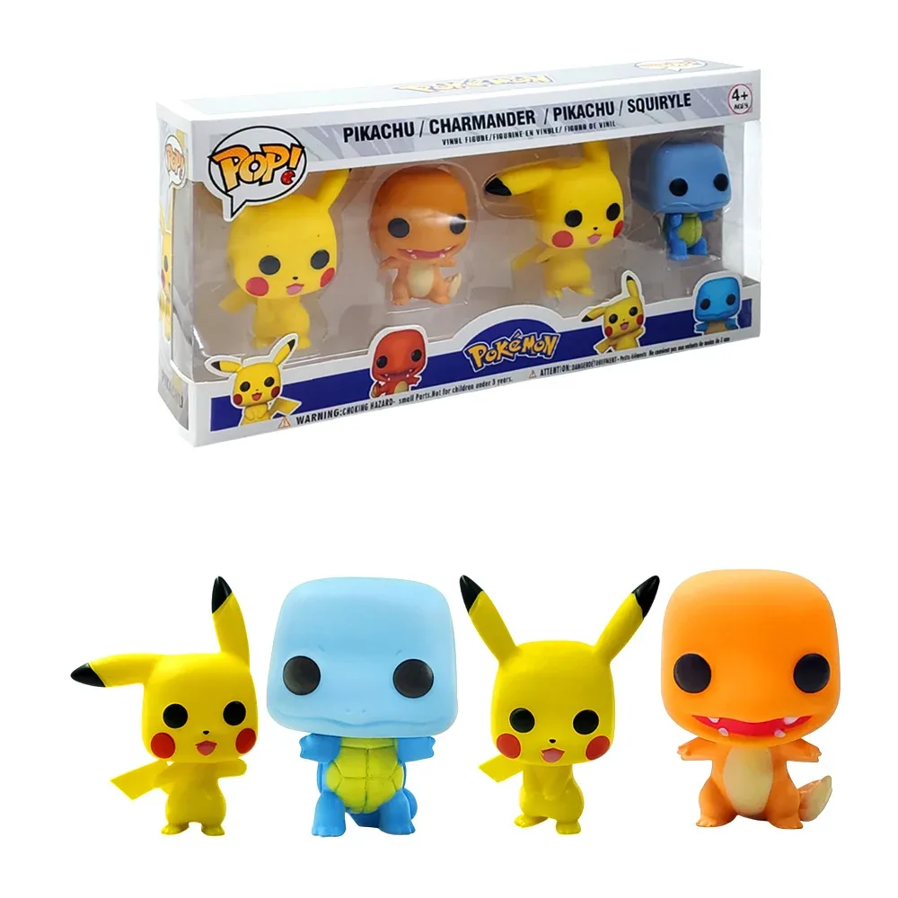 Paquete con 4 figuras pop coleccionables de pokémon, 7 cm, variedad de modelos