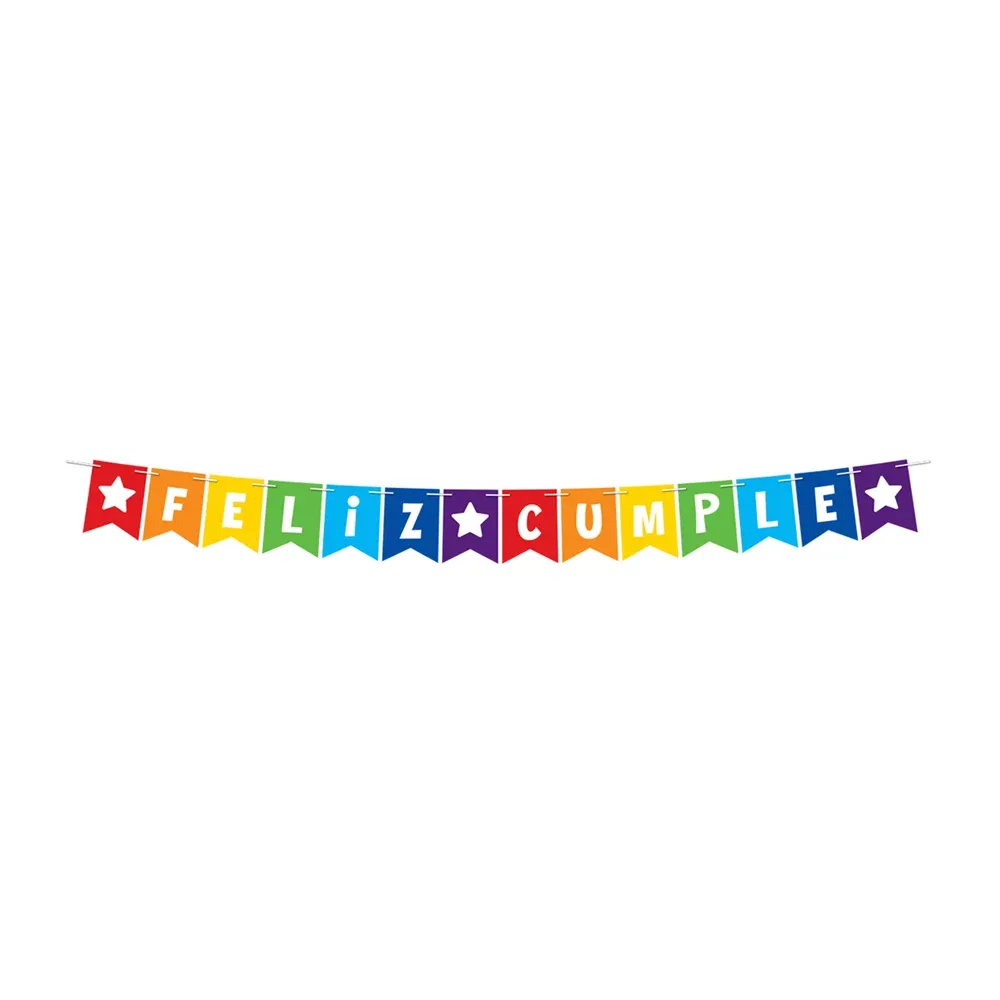 Banner banderín feliz cumple de 14 piezas granmark con listón de 3.5 metros / 809544