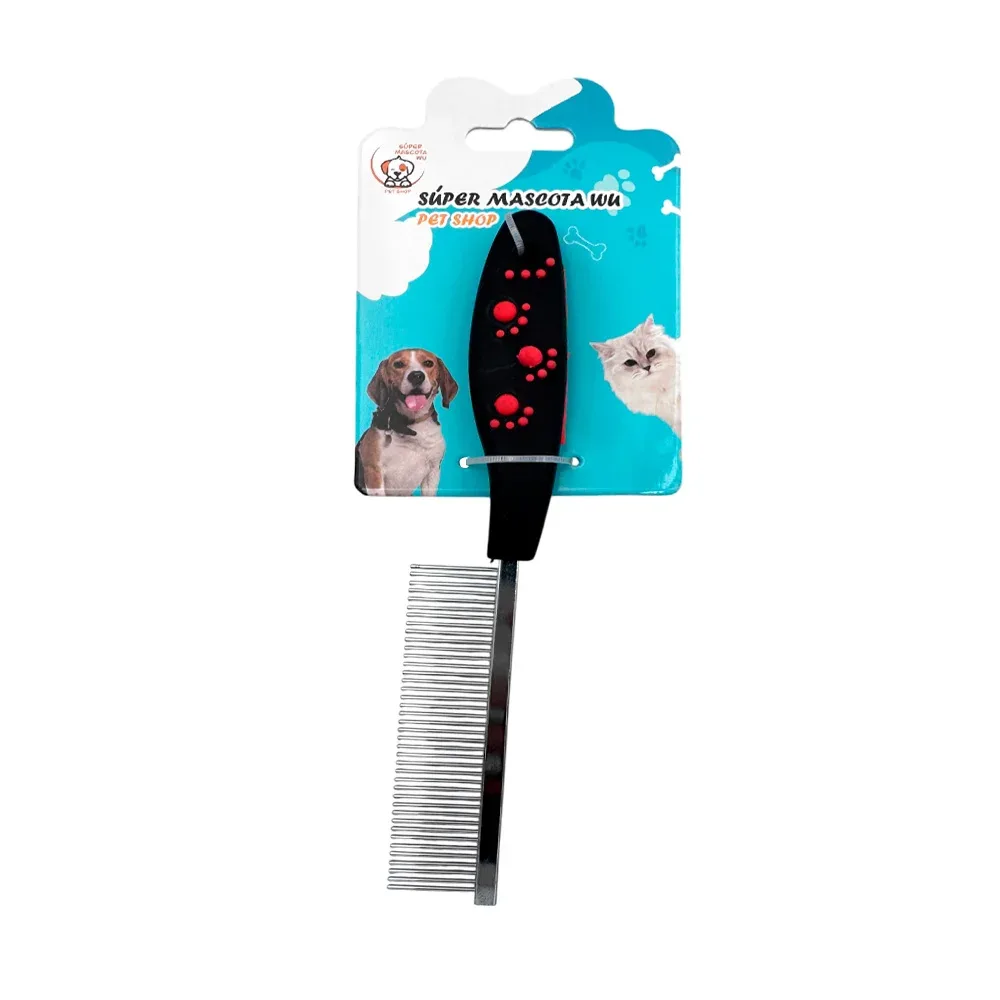Peine para mascotas cerdas metálicas, mango ergonómico, colores surtidos / 35670