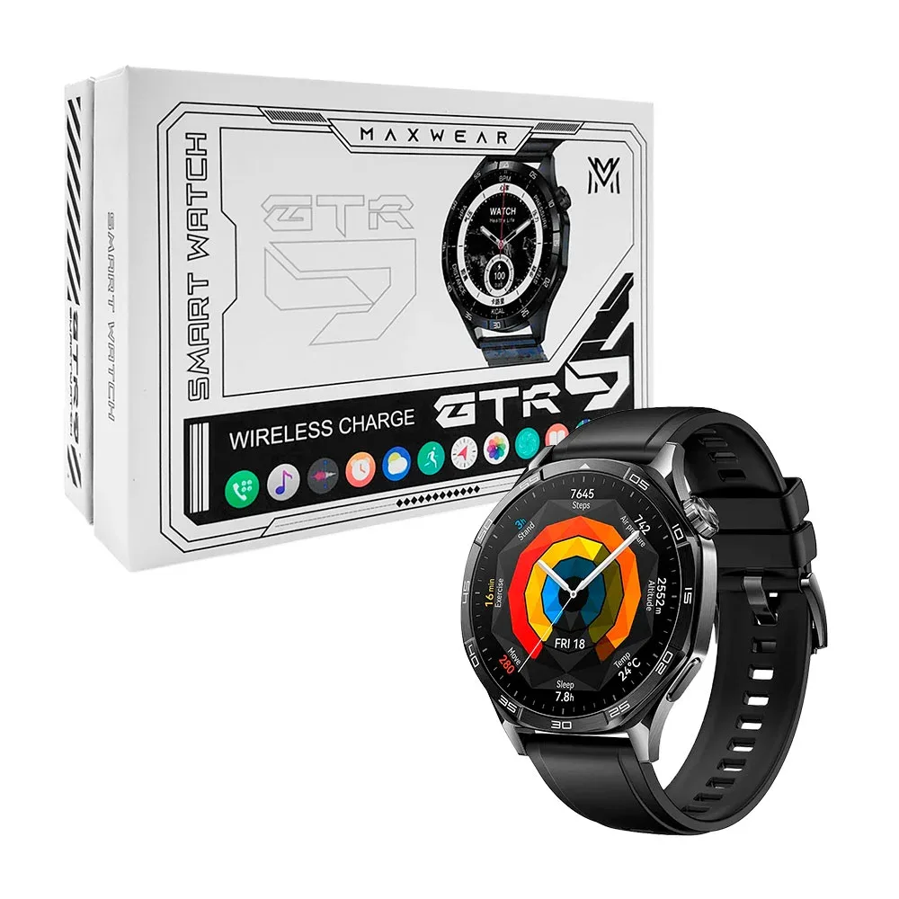 Smart watch gtr9 redondo multifuncional + 2 correas intercambiables / gtr9