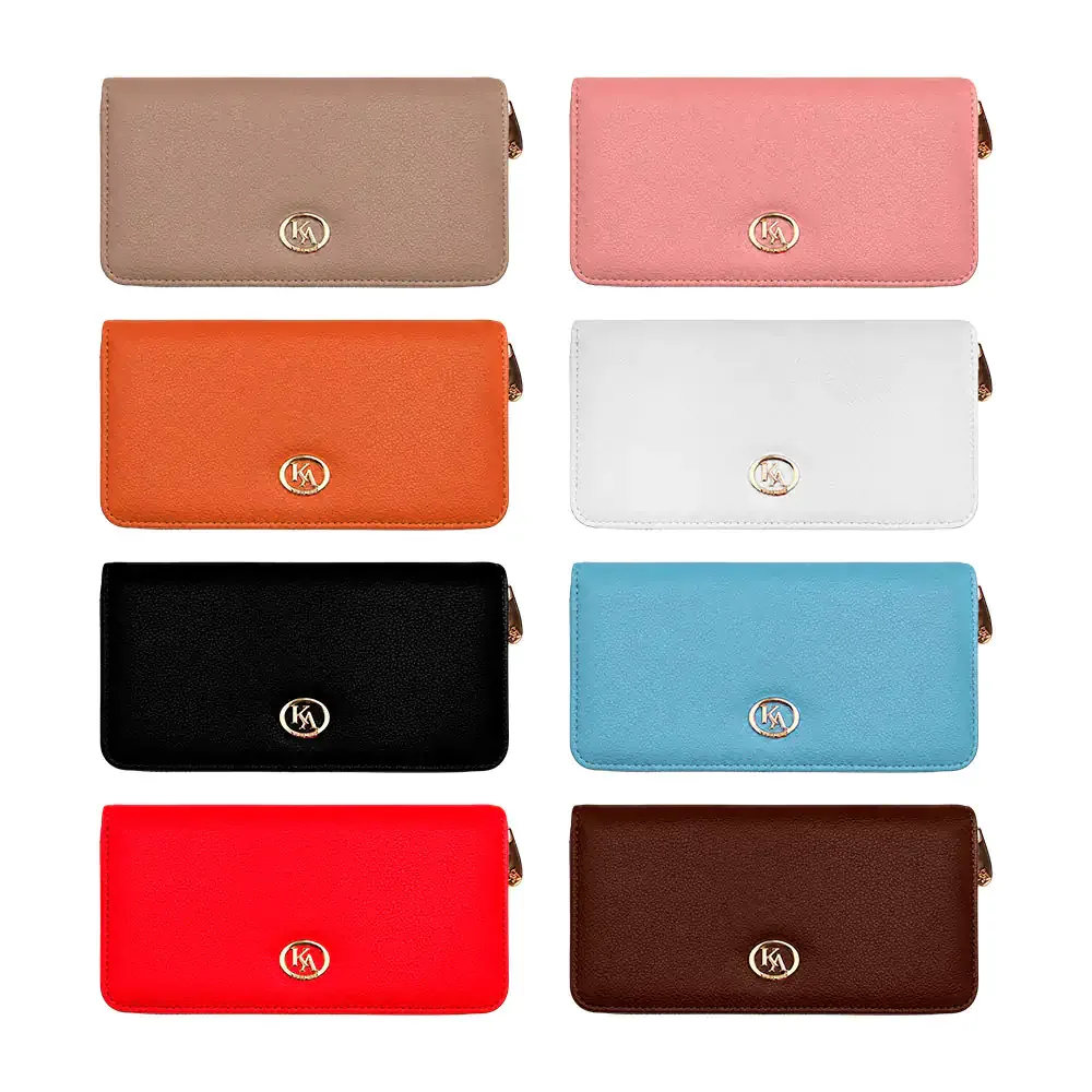 Cartera rectangular acolchada tipo piel kamel reina con varias divisiones