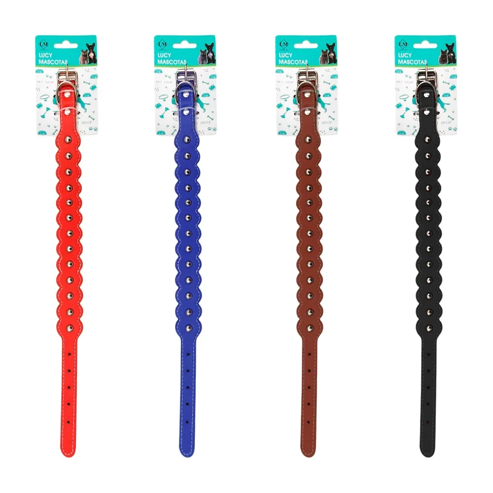 1pza Collar para mascotas de 47cm con forma redondeada y perlas metálicas