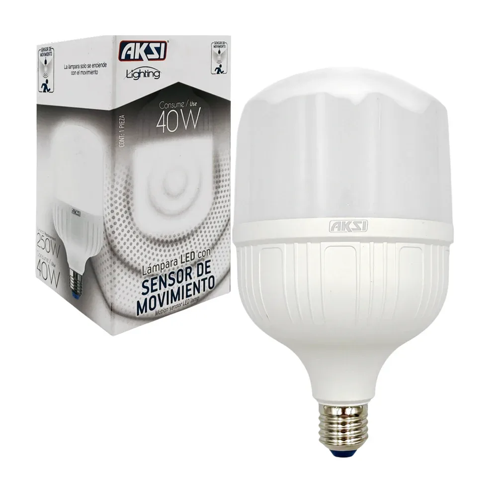 Lámpara / foco led aksi de luz blanca con sensor de movimiento y consumo de 40w / 116458