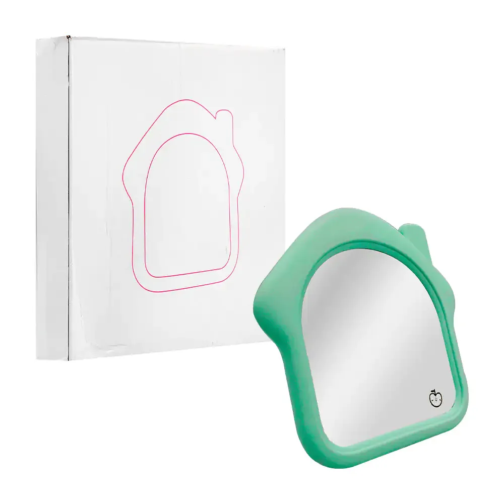 Espejo chico con diseño de casa con soporte plegable en forma de puerta