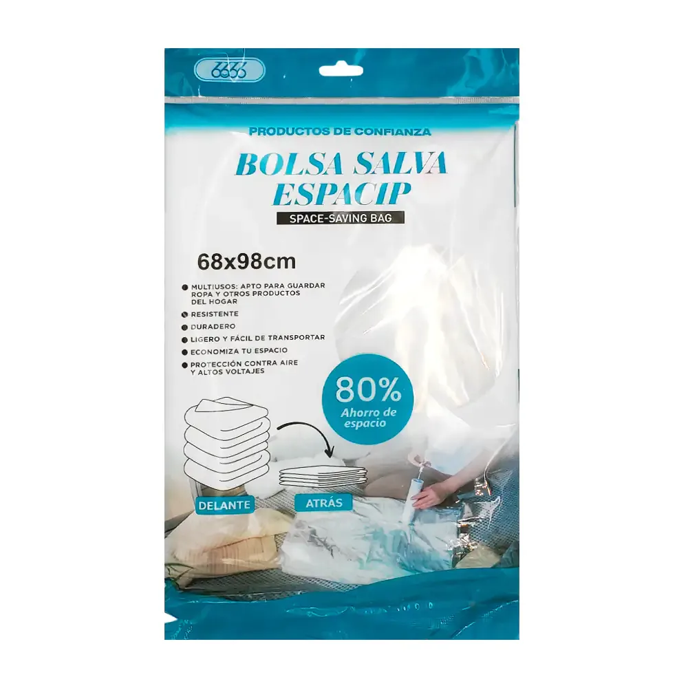 Bolsa de plástico con válvula de vacío para reducir espacio, 68x98cm / 13610