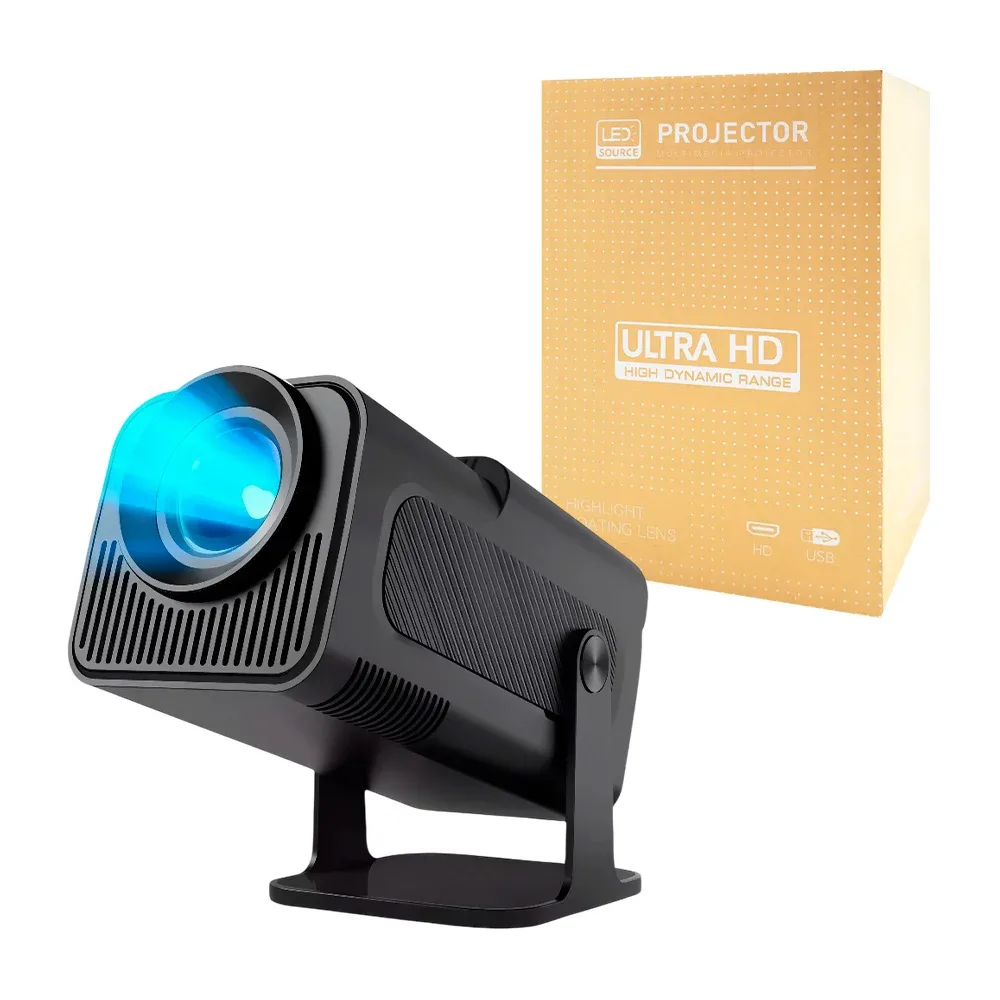 Proyector ultra hd en forma cuadrada, alta definición, compacto + puerto hd-usb