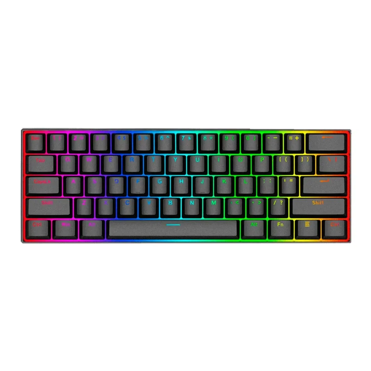 Teclado mecánico alámbrico gamer dragonborn black redragon con luces rgb y 61 teclas / k630rgb-sd