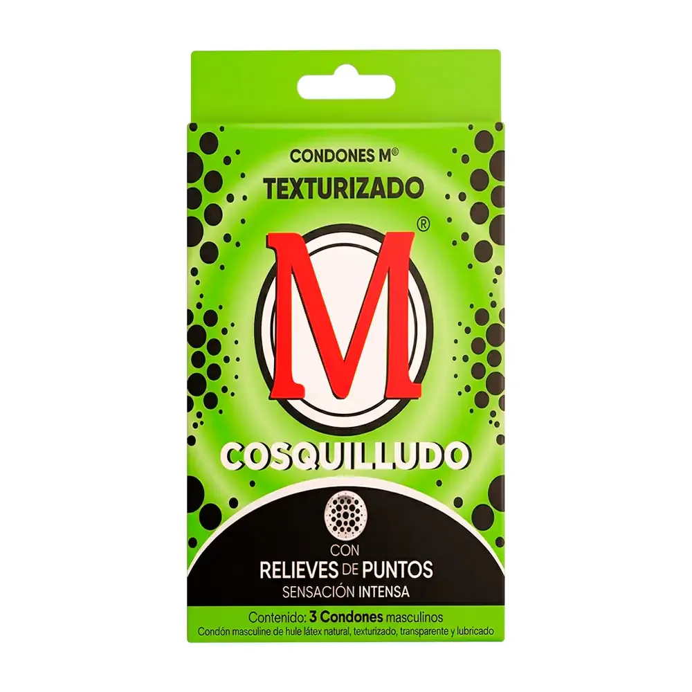 Paquete con 3 preservativos - condones M cosquilludo con relieves / 009525