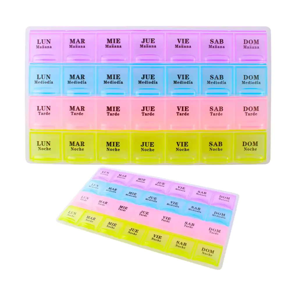 Pastillero c&j flori con 28 compartimentos y estampado de días semanales