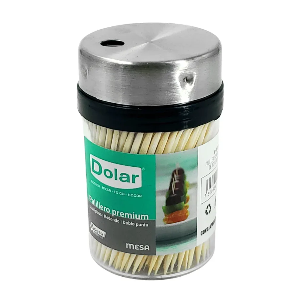 Palillero redondo con dispensador de acero inoxidable, 220 palillos / m-10120
