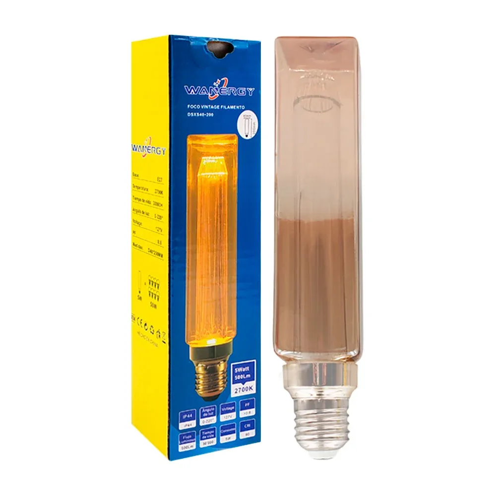 Foco vintage wanergy cuadrado con filamento 200x40mm / 60106