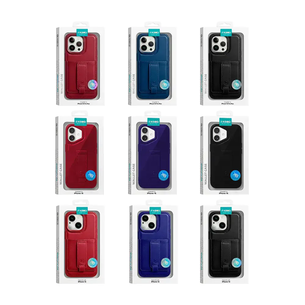 1pza Funda tipo cartera de uso rudo kbod compatible para iphone, variedad de colores / kb-lc009-10