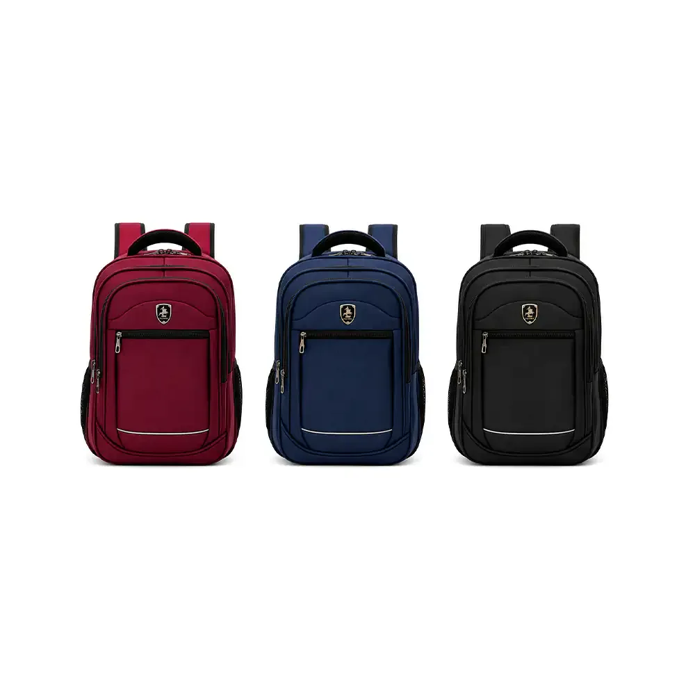 Mochila polweng con 5 compartimentos, color liso, línea reflectante inferior