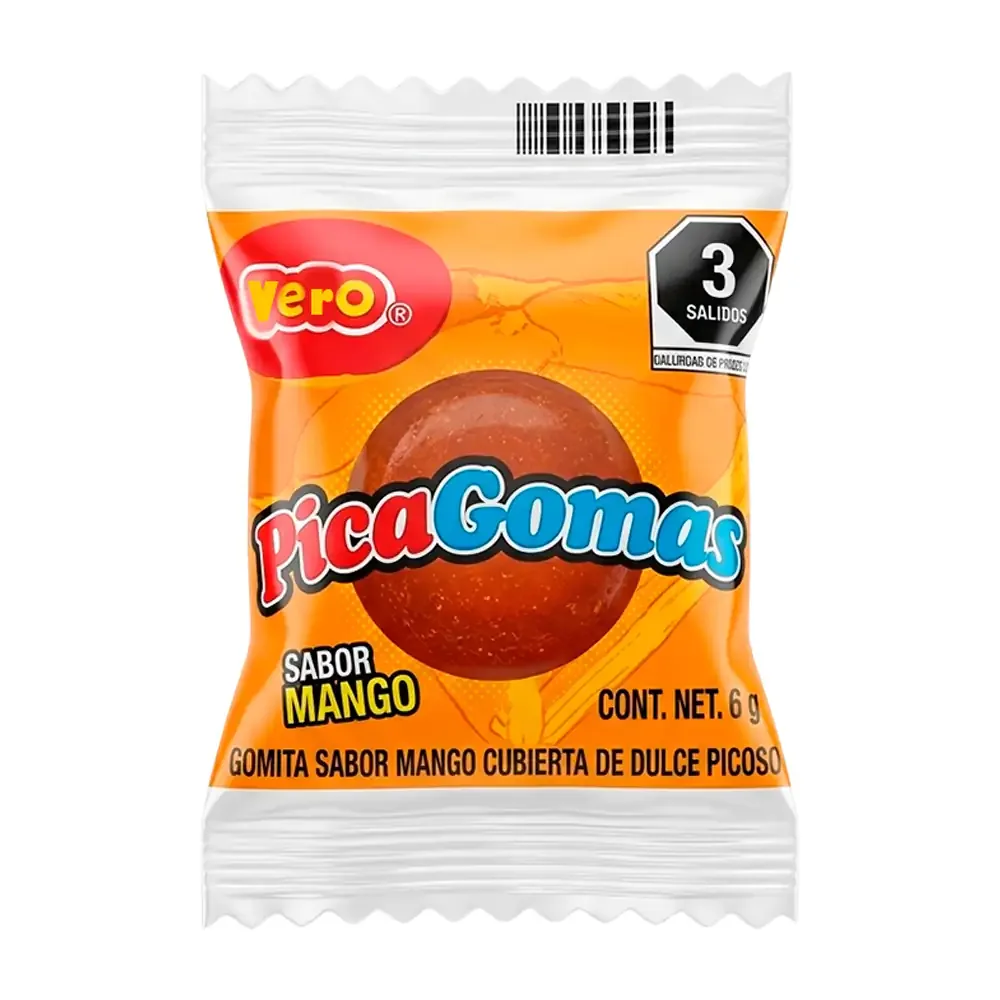 1pza de pica goma mango, gomita sabor mango cubierta de dulce picoso 6g / 039158