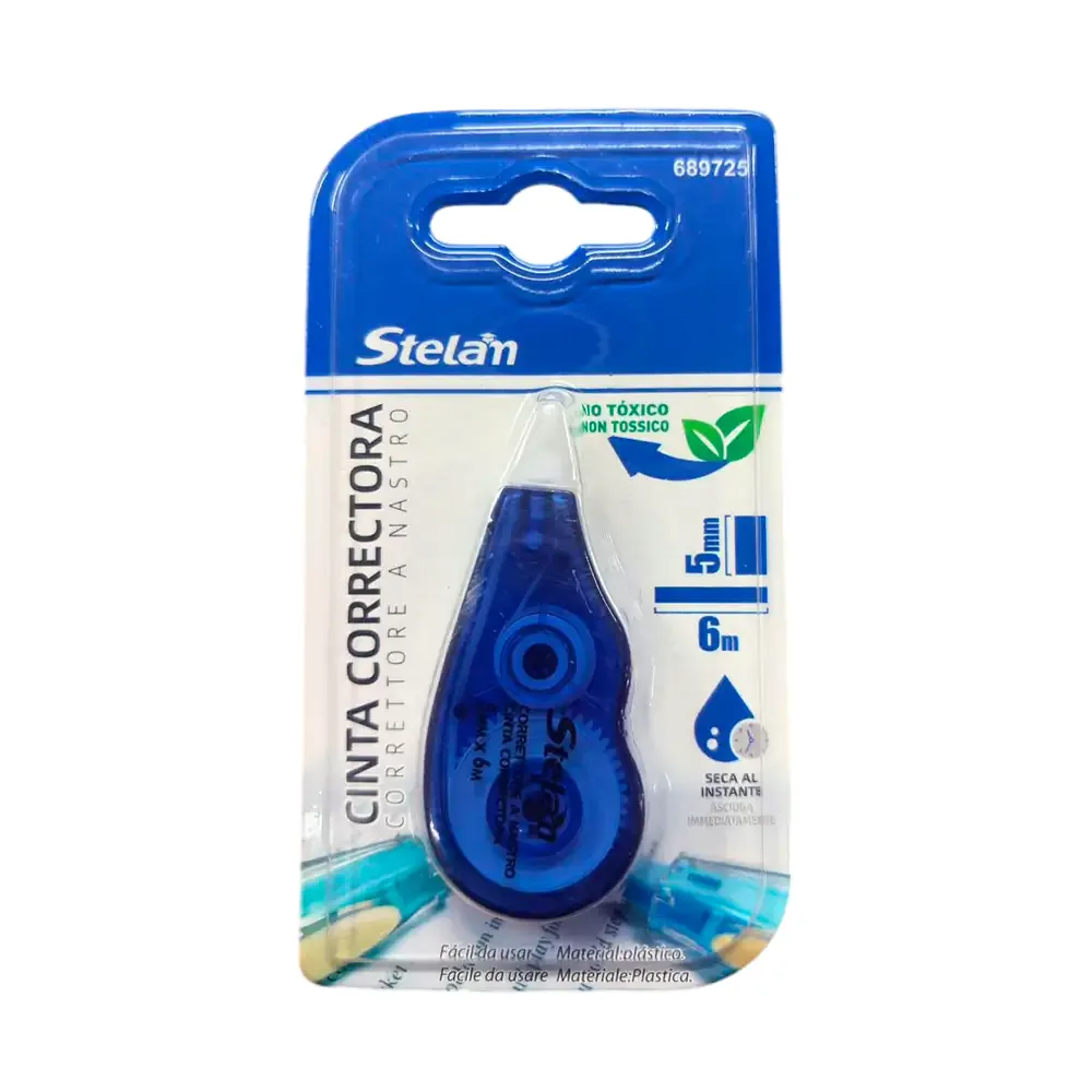 Blíster con corrector en cinta stelam de 5mm x 6m con protector de punta