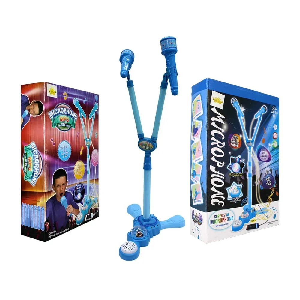 Micrófono de juguete doble para niños con luces y sonidos, variedad de colores / hd-7702a / hd-7707ª