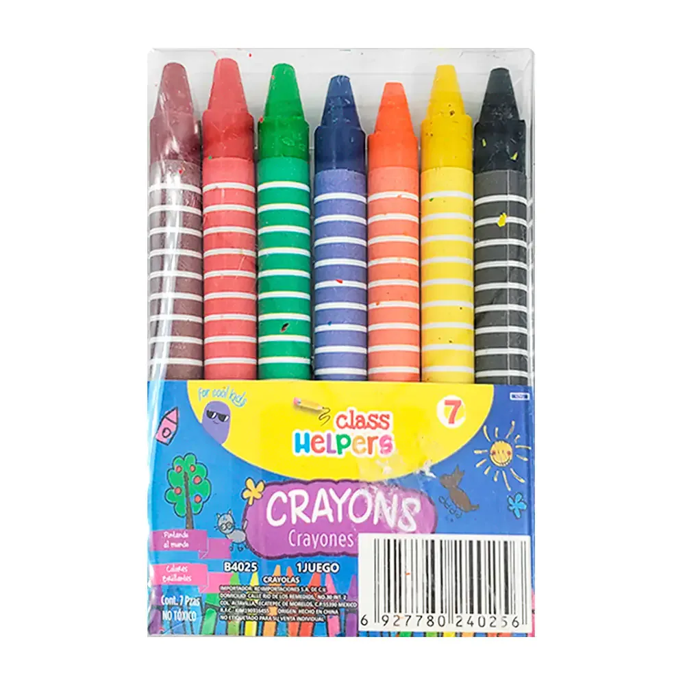 Paquete con 7 crayones pequeños, variedad de colores / b4025