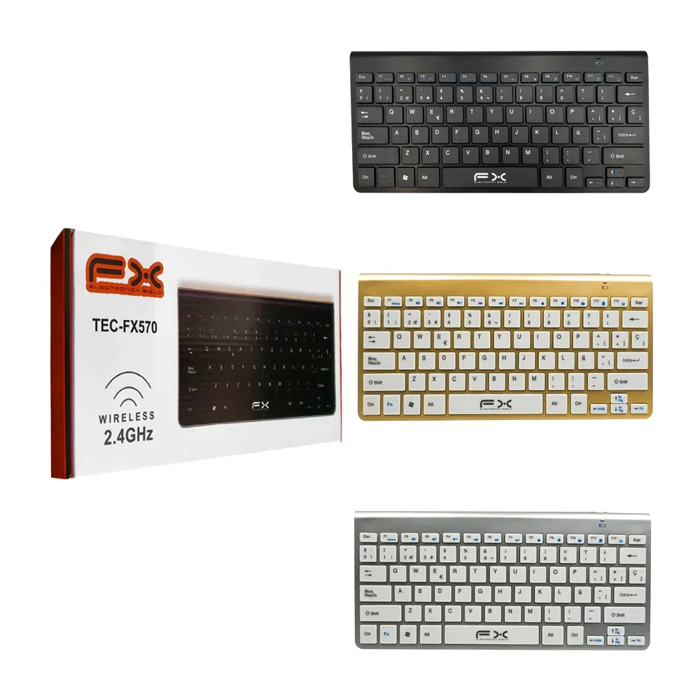 Teclado fx inalámbrico, diseño compacto, teclas silenciosas, variedad de colores