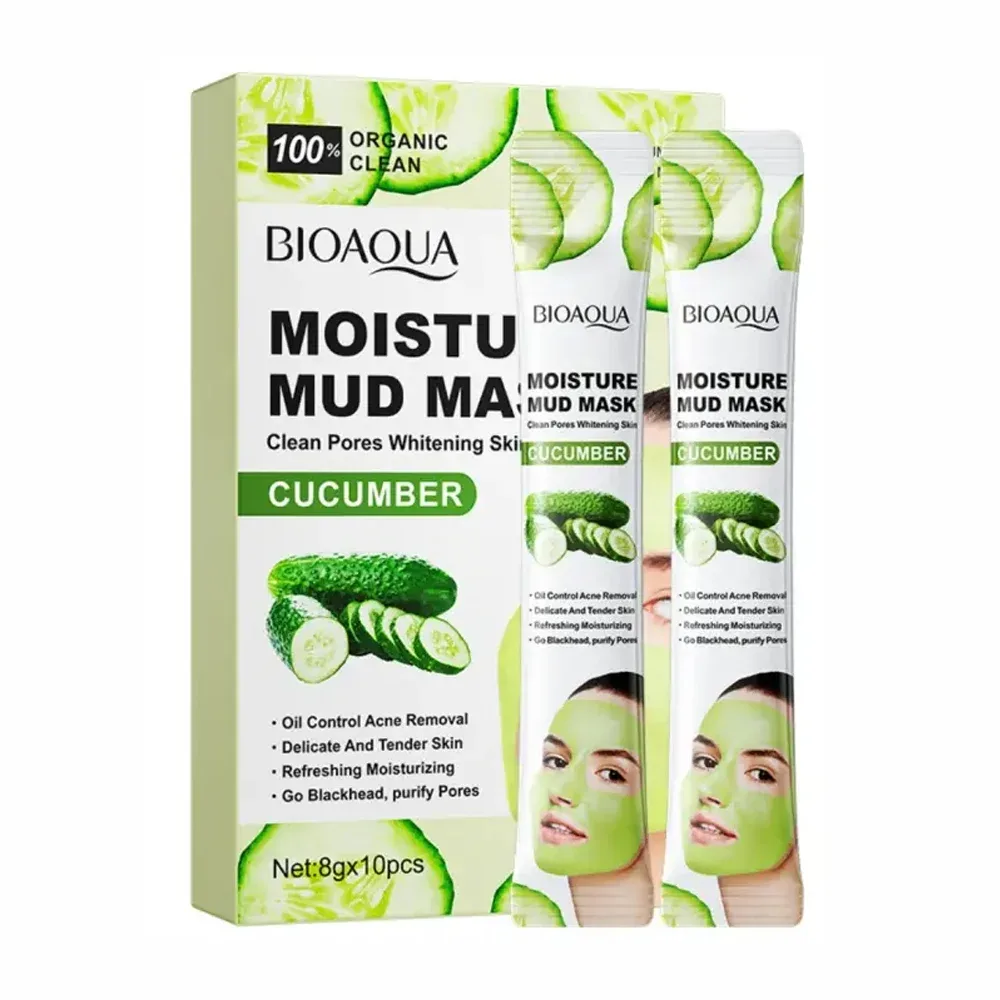 Paquete con 10 mascarillas líquidas de pepino para rejuvenecer e hidratar la piel, 8g / bqy94568