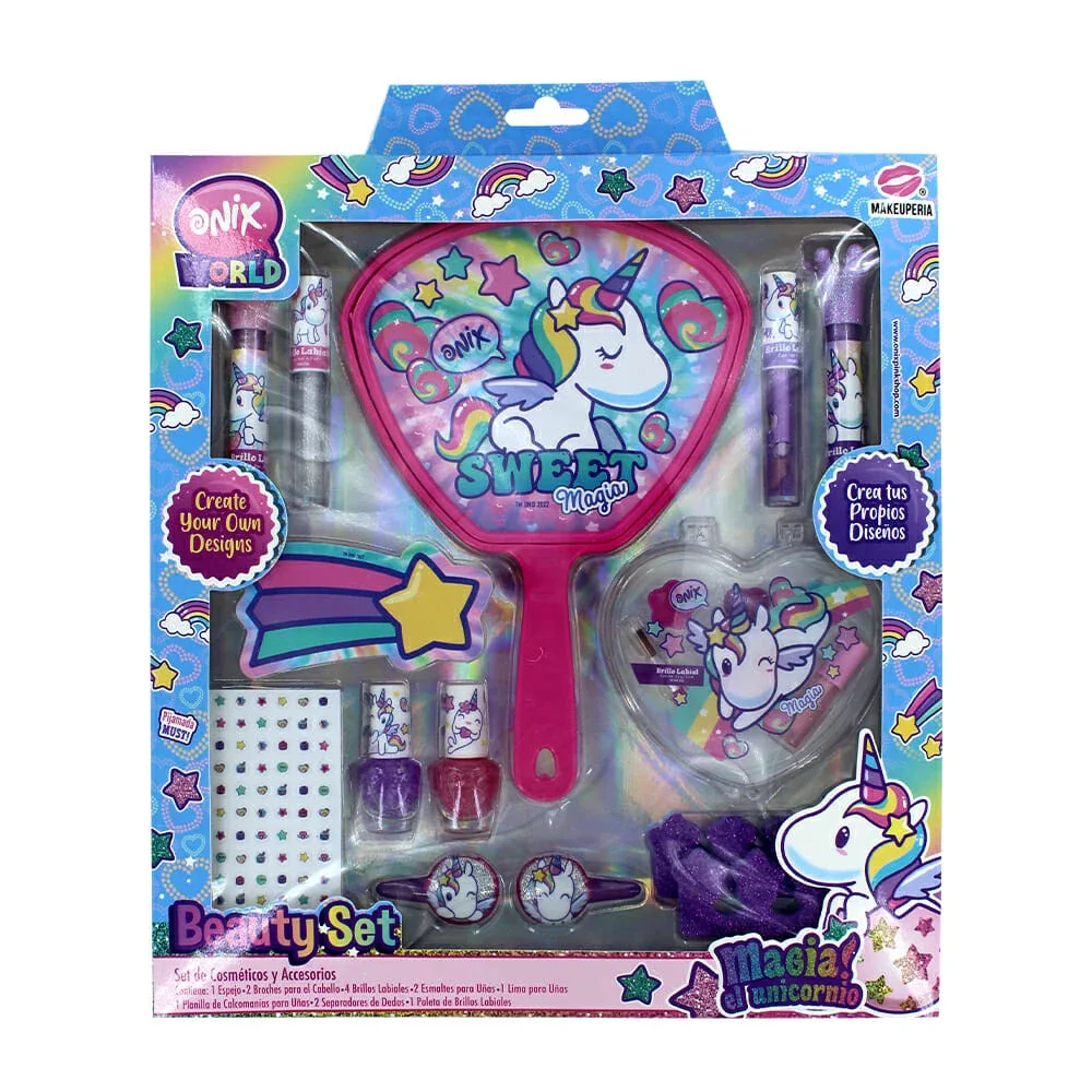 Set de belleza onix para niña con diseño de unicornio / bse19ox
