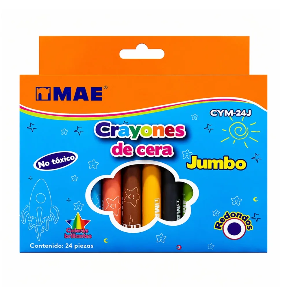 Caja con 24 crayones crayolas jumbo de colores / cym-24j
