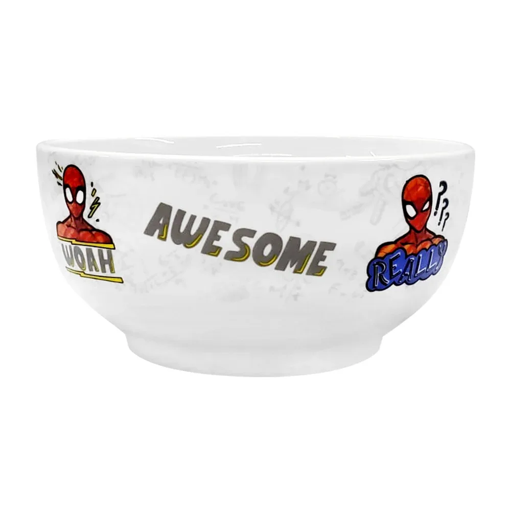 Vajilla coleccionable individual de porcelana con diseño de spider-man, plato de 23.4cm, tazón de 13.9cm y taza de 330ml / 2415-4129