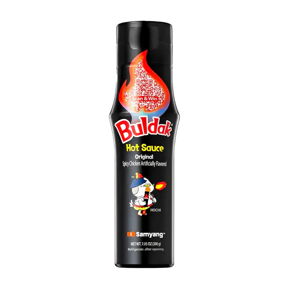 1pza botella de salsa picante buldak original negra, extra picosa, 200g / 411388