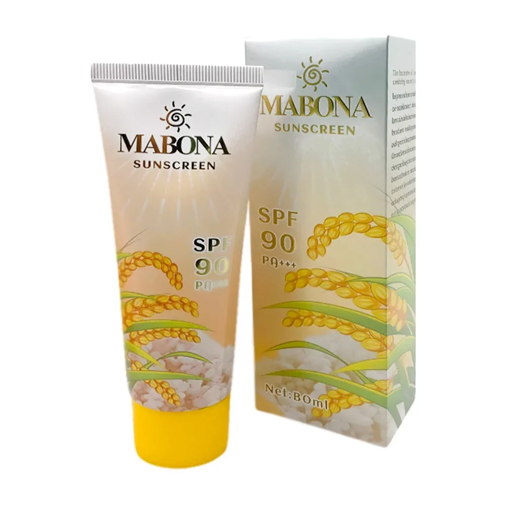 Bloqueador solar mabona, spf 90 en crema, pa+++ con extracto de arroz, 80ml